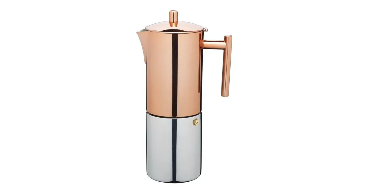 La Cafetière 600 ml espressokanne med kobberfarget overdel og nedre kammer i blankt stål